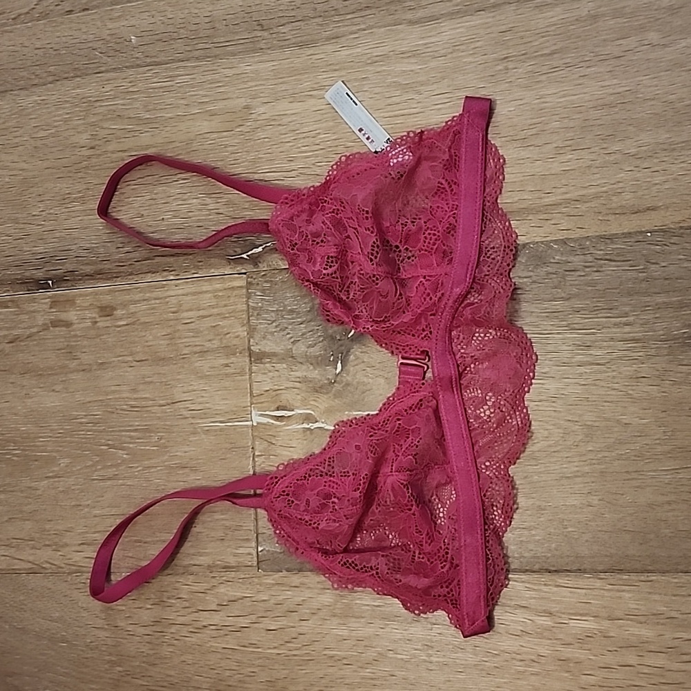 NWOT Free People FP intimately hot pink lace triangle bra bralette S